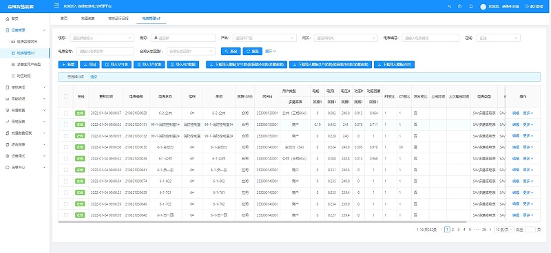 智慧能耗管控係統(tǒng)管理(lǐ)檔案界麵 智慧能耗管控係統管理檔案界麵
